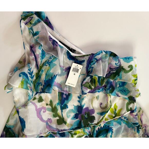 Lauren Ralph Lauren Marcellus One Shoulder Floral Georgette Gown Size 16 NWT - Picture 9 of 11